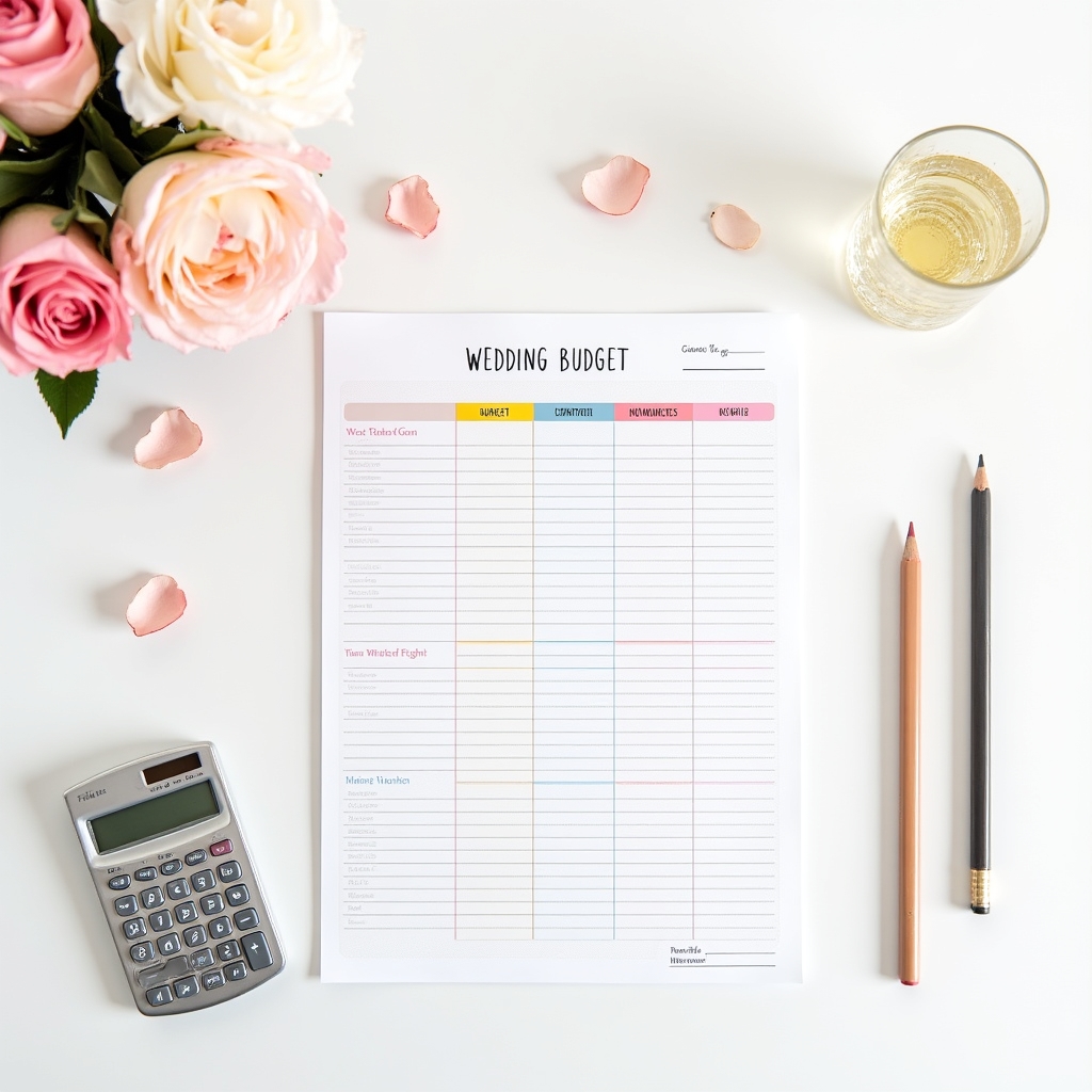 Foglio di calcolo con categorie di budget matrimonio dettagliate