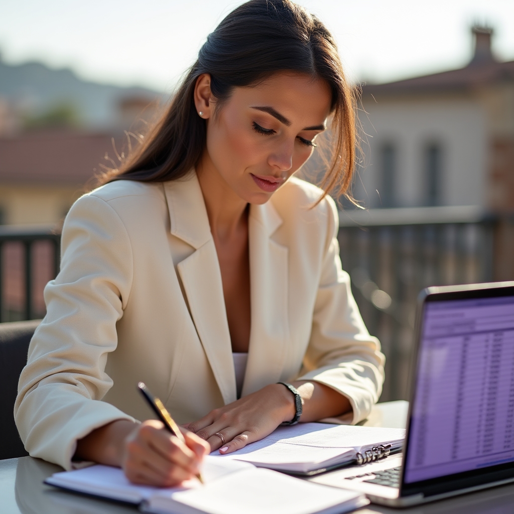 Notebook con stime di budget e costi evento